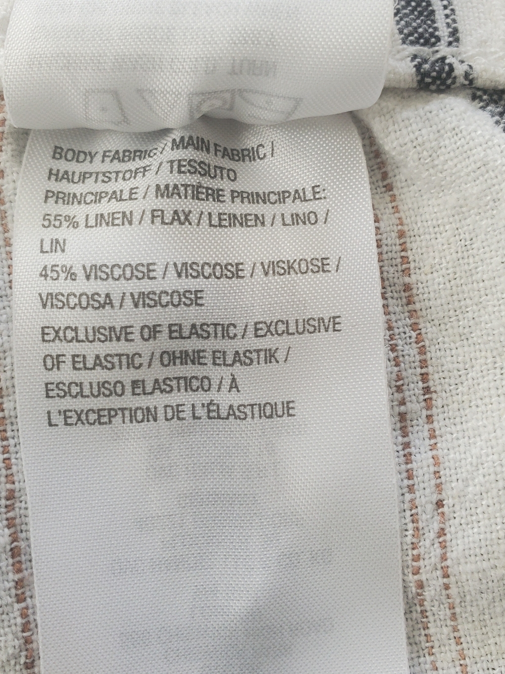 Women's White/Cream Linen-Blend Striped Drawstring Pants Size 1XP - Picture 4 of 6